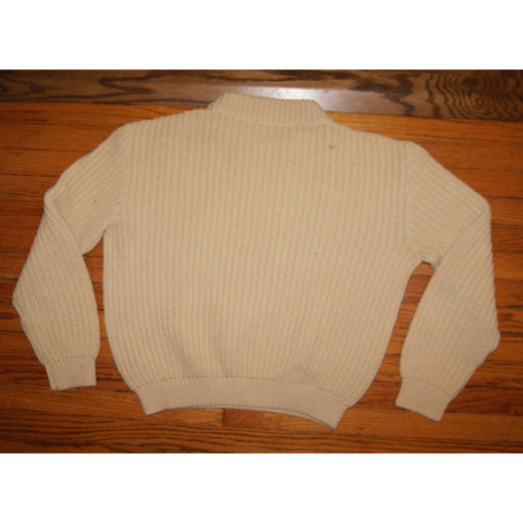 Vintage 60s 70s Alps Ski Meister Ivory Cable Knit Fisherman Sweater Mens Large - Picture 7 of 14